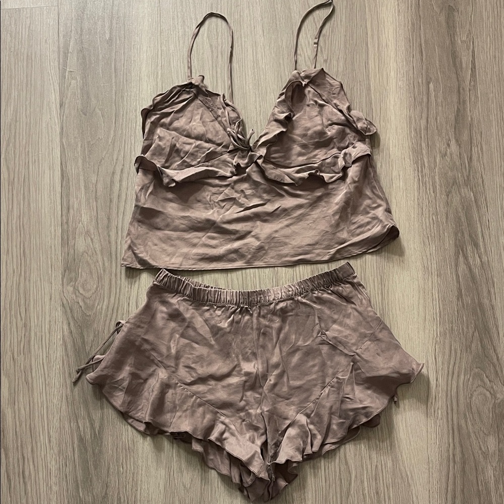 Victoria's Secret Mauve Ruffled Pajama Set